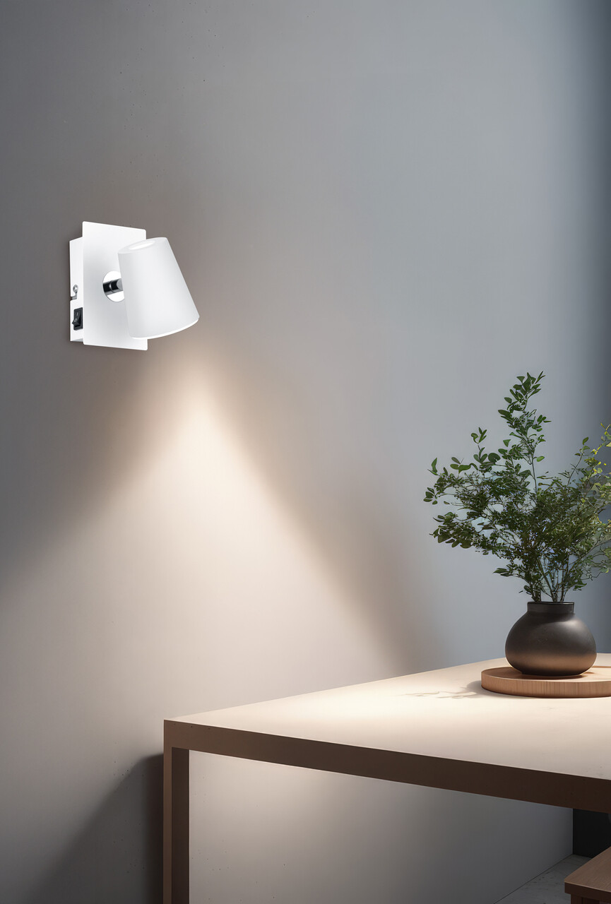 Aplica de perete Narcos, TRIO, 7.5x12 cm, 6.5W, 1x SMD, metal, alb mat - imagine 3